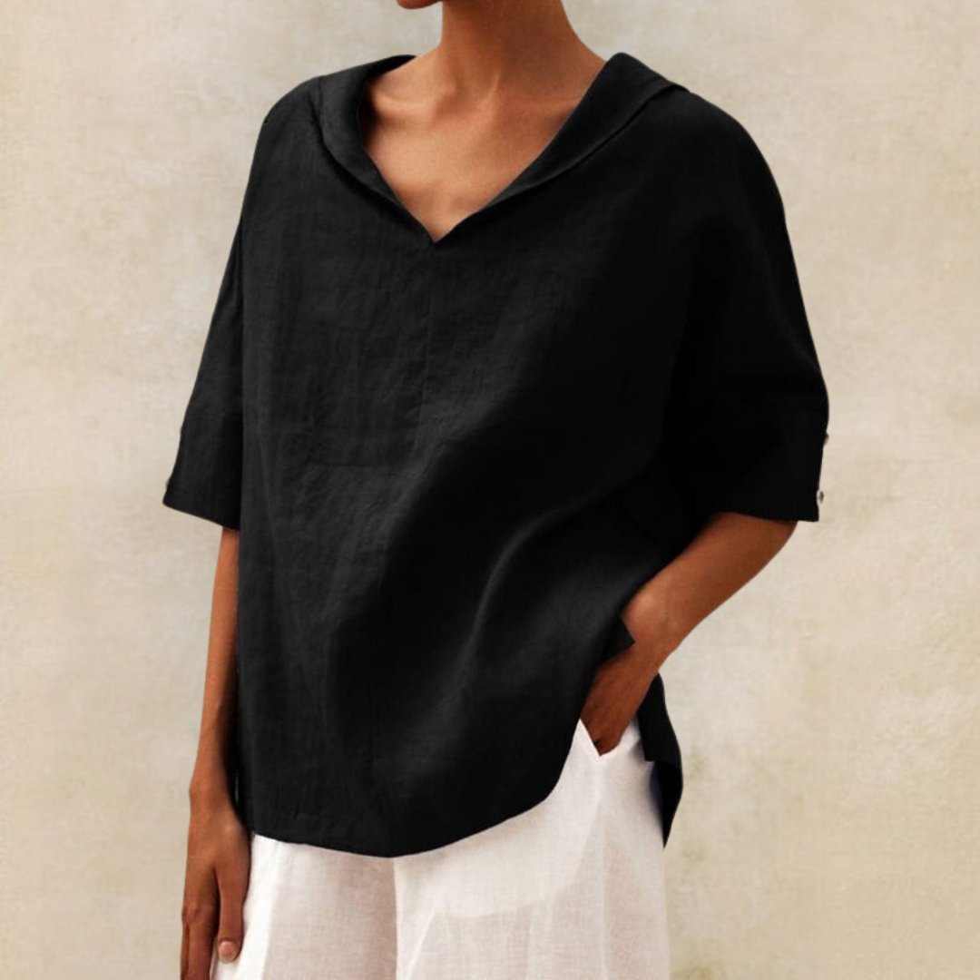 Lena – Blusa Casual com Decote em V para Mulheres