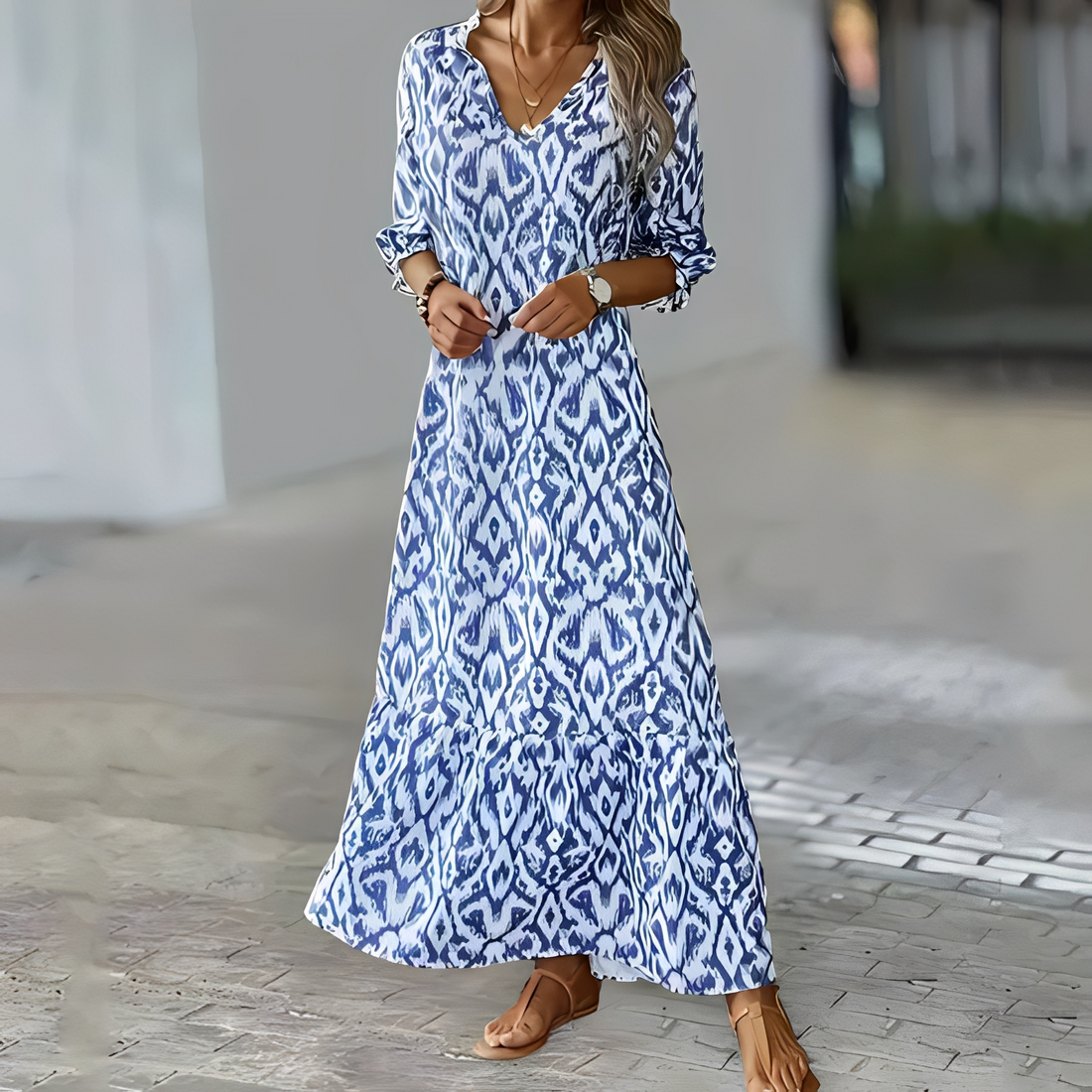 Zaynab - Vestido de verão elegante com decote em V para mulheres