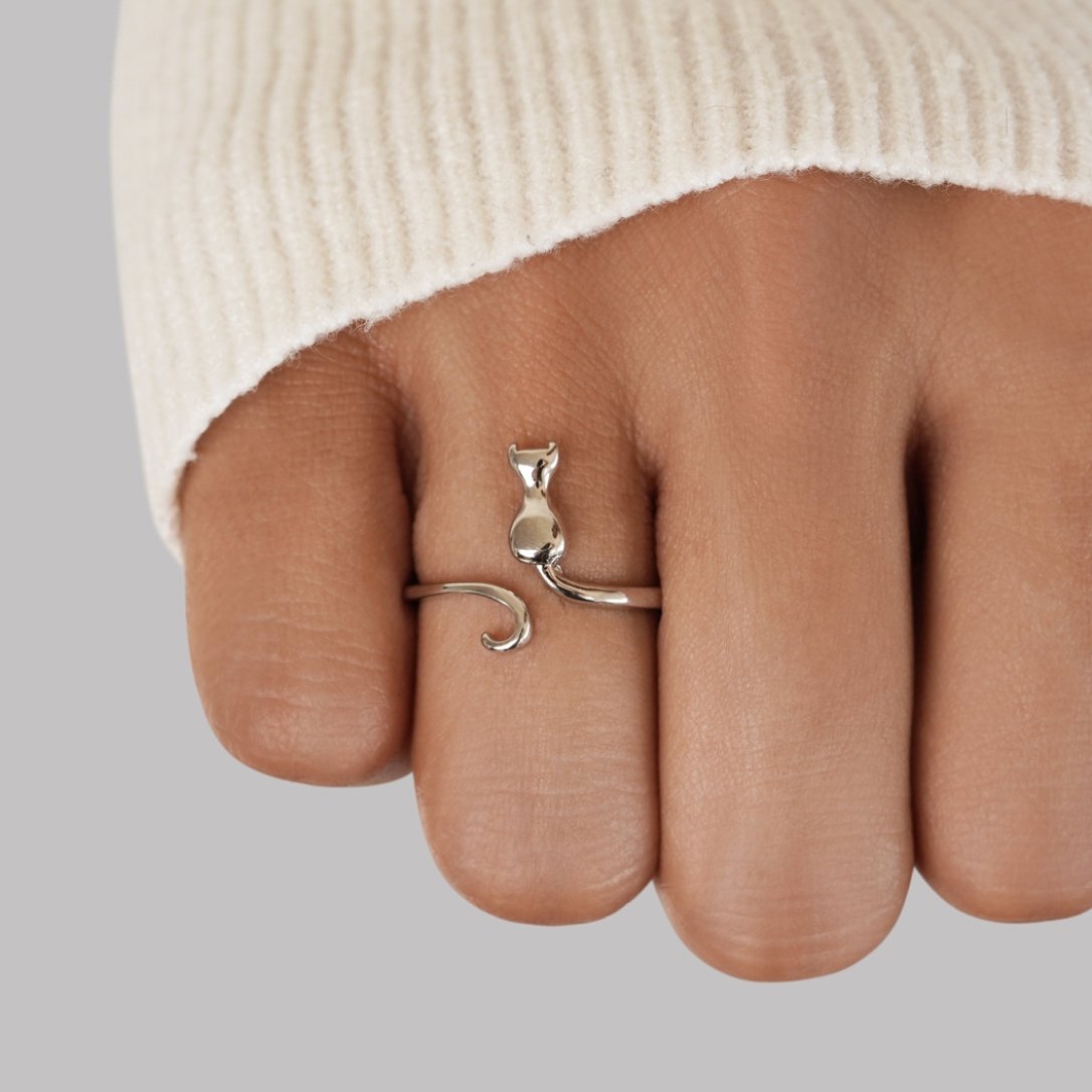 Mindy – Bague chat em prata mística