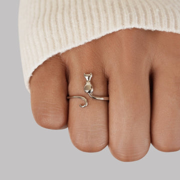 Mindy – Bague chat em prata mística