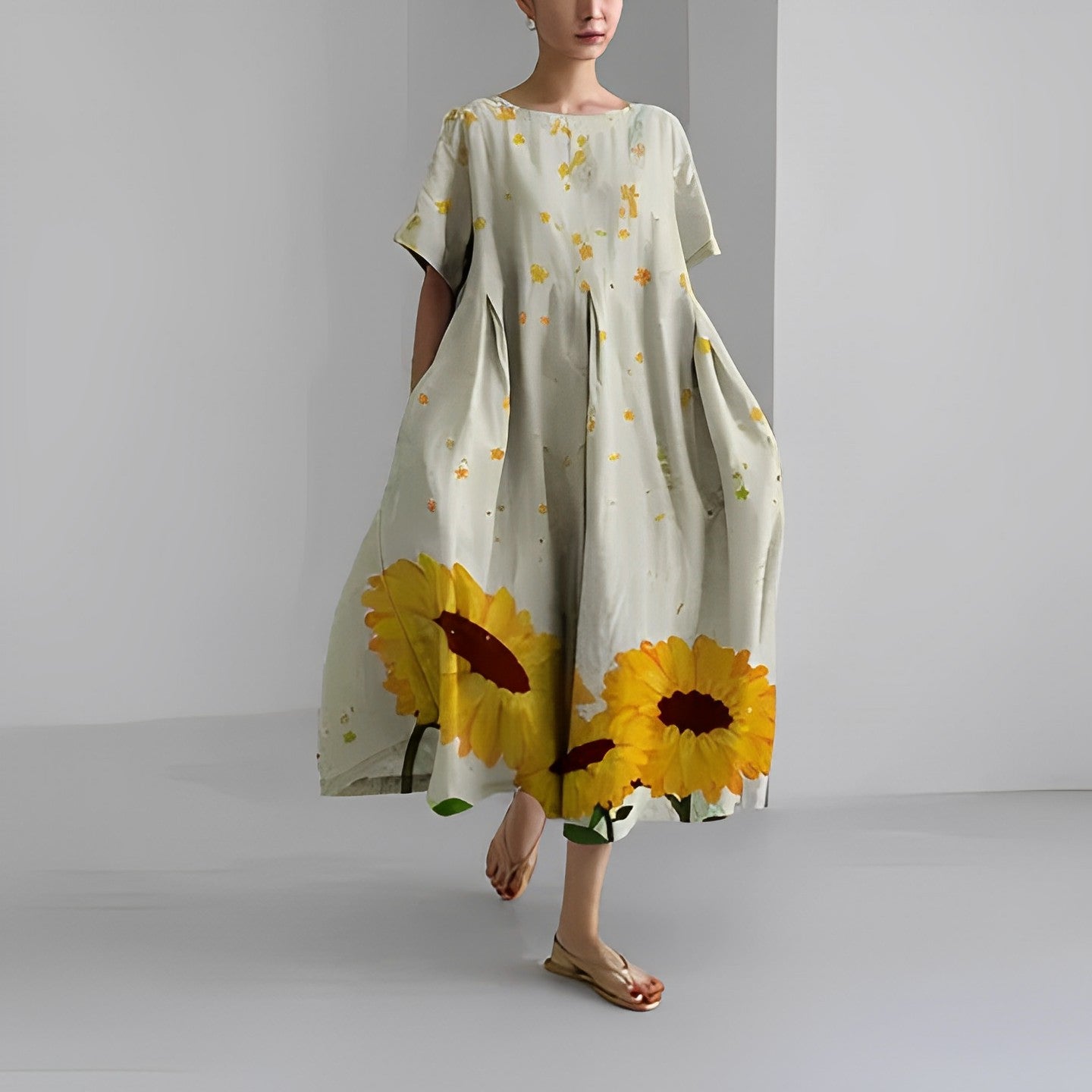 Naomi - Long bohemian dress with flowers for spring