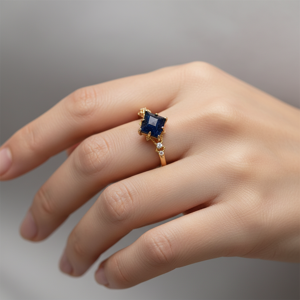 Nerisa – Bague em obsidiana noite preta