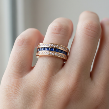 Ronan – Bague homme carrée avec détails brillants
