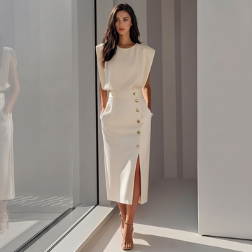 Daniela - Vestido Midi Elegante com Fenda