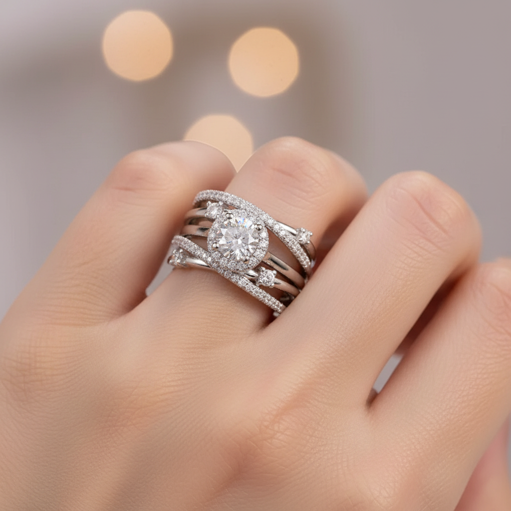 Ivanna – Bague brilhante com design entrelaçado