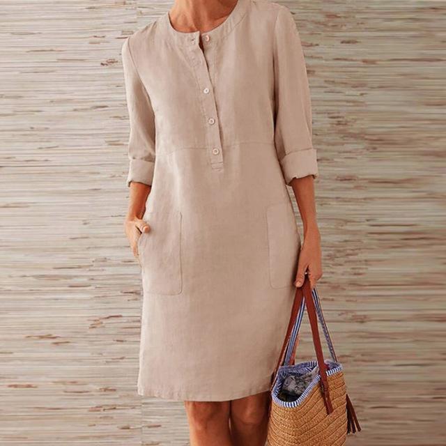 Raquel – Vestido de manga longa leve e confortável