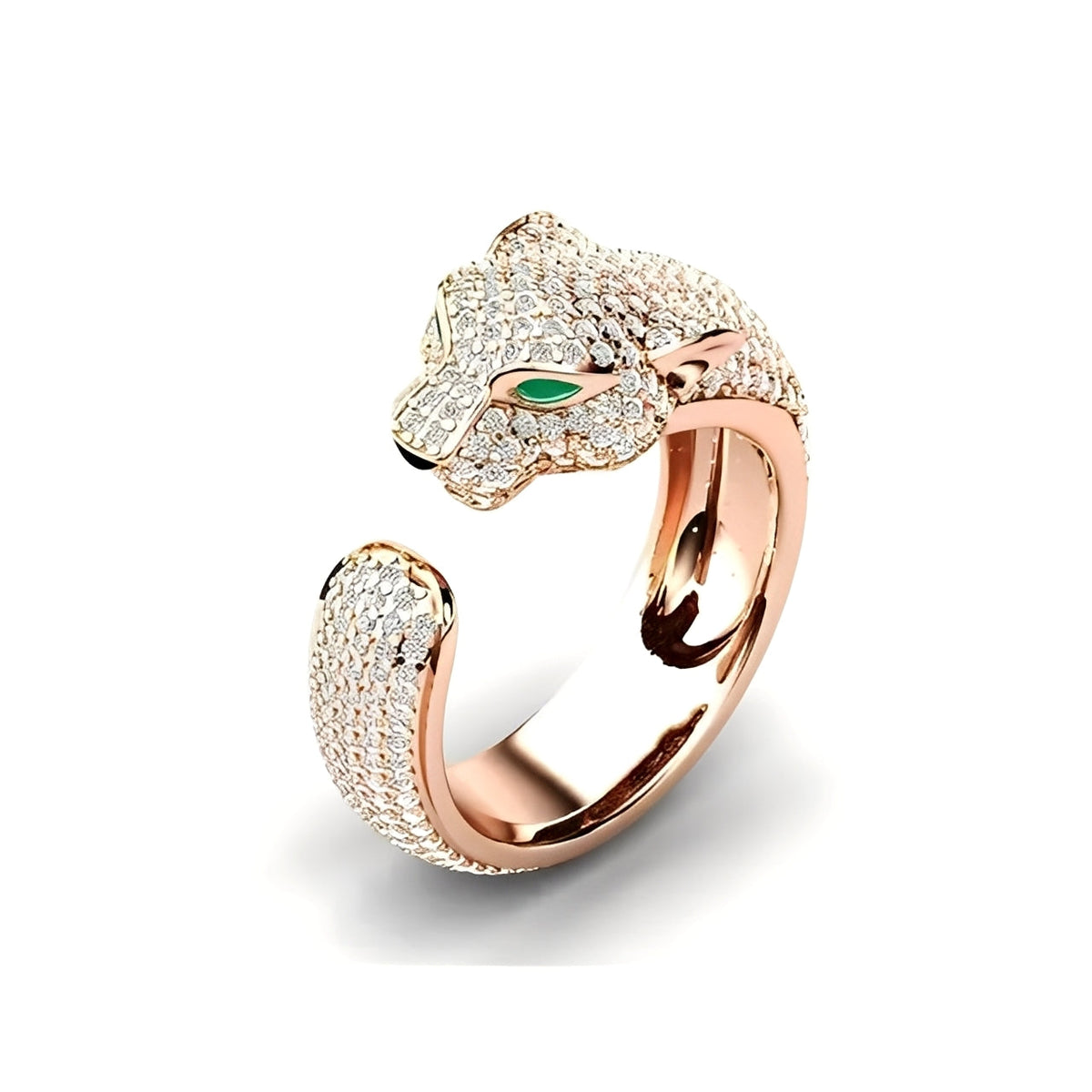 Mika – Anel ajustável em forma de jaguar em ouro rosé