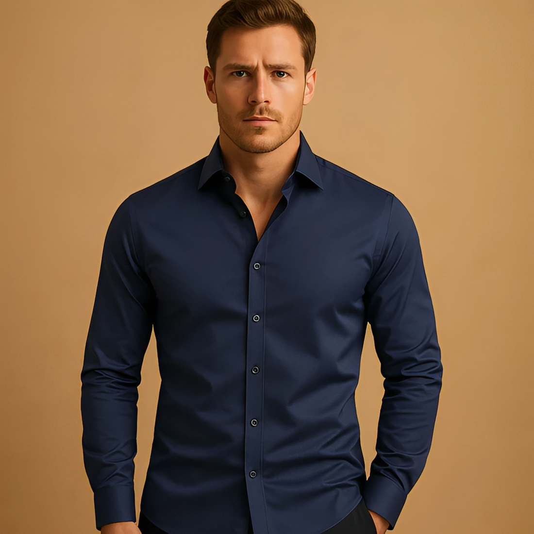 Aldous - Camisa com corte formal e stretch para homens