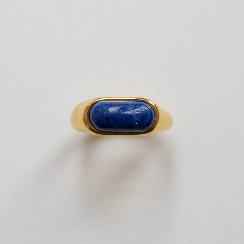 Aria - Bague em ouro liso com pedra azul
