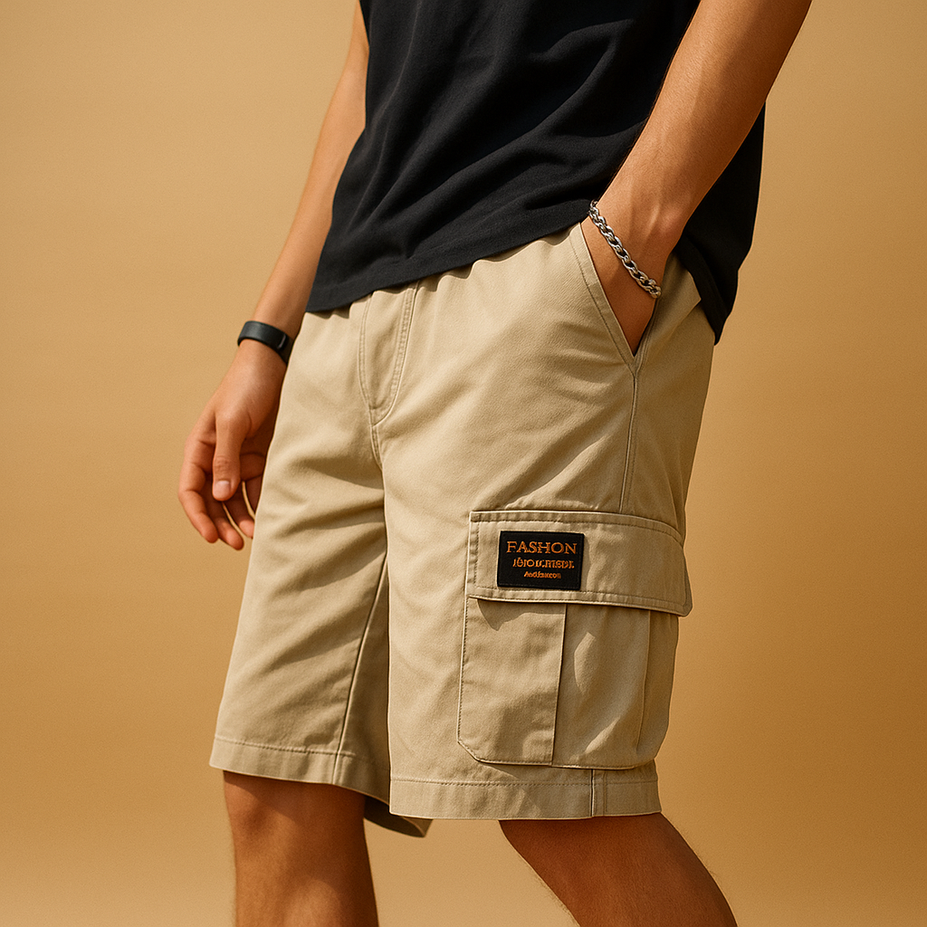 Bermuda Cargo Masculina – Calções Confortáveis com Bolsos para Lazer, Verão & Dia a Dia