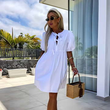 Eunice - Vestido de verão elegante com mangas bufantes para mulher