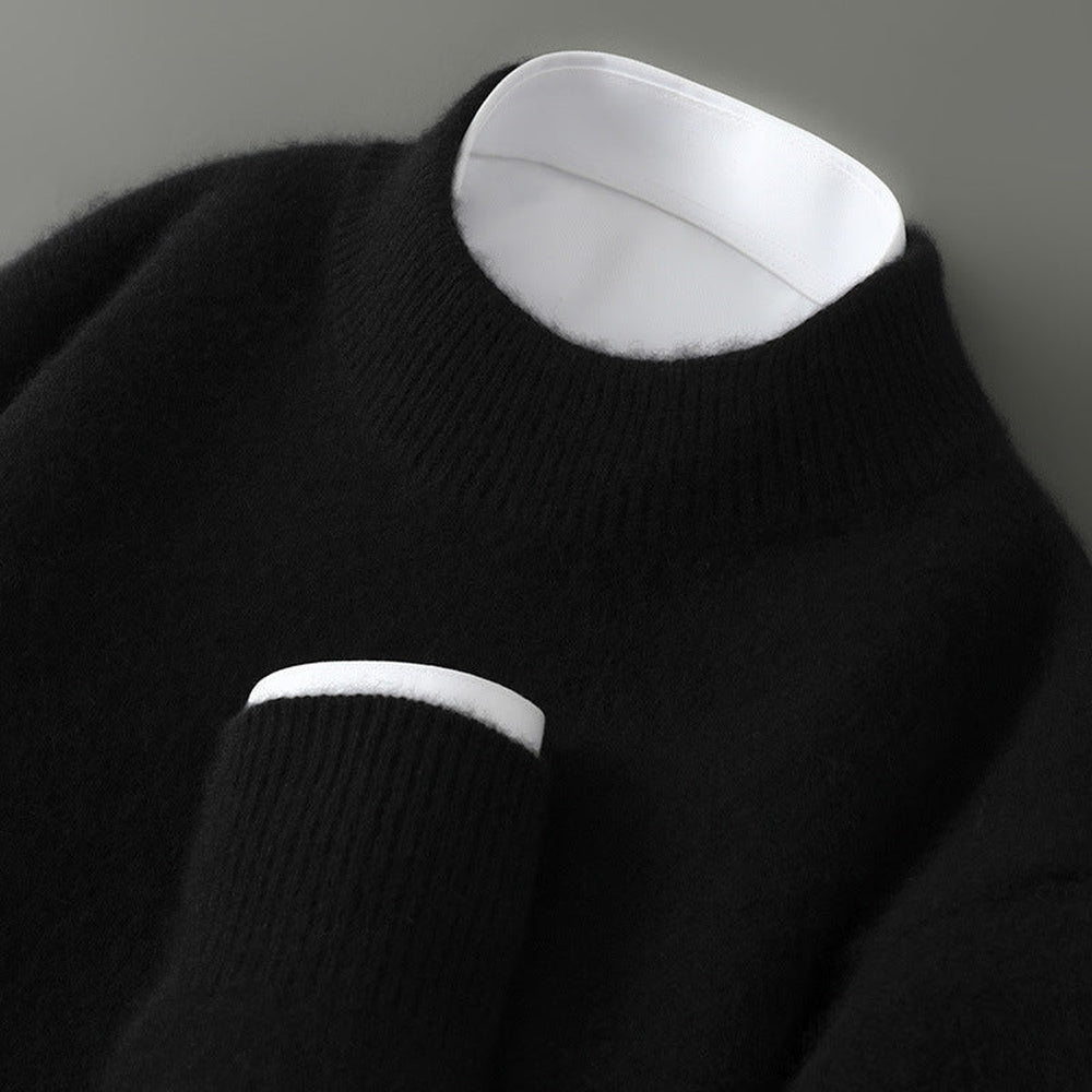 Wayne - Pullover retro grosso para homens