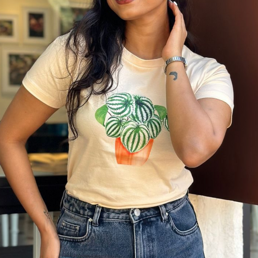Camiseta com Estampa de Planta Melancia