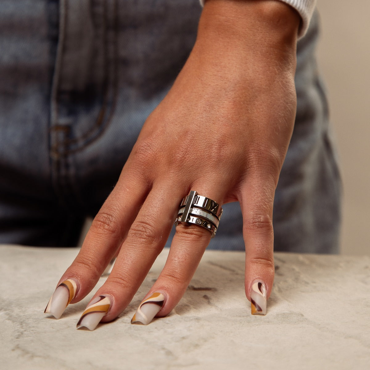 Isabelle – Bague empilhada tripla com pedras brilhantes