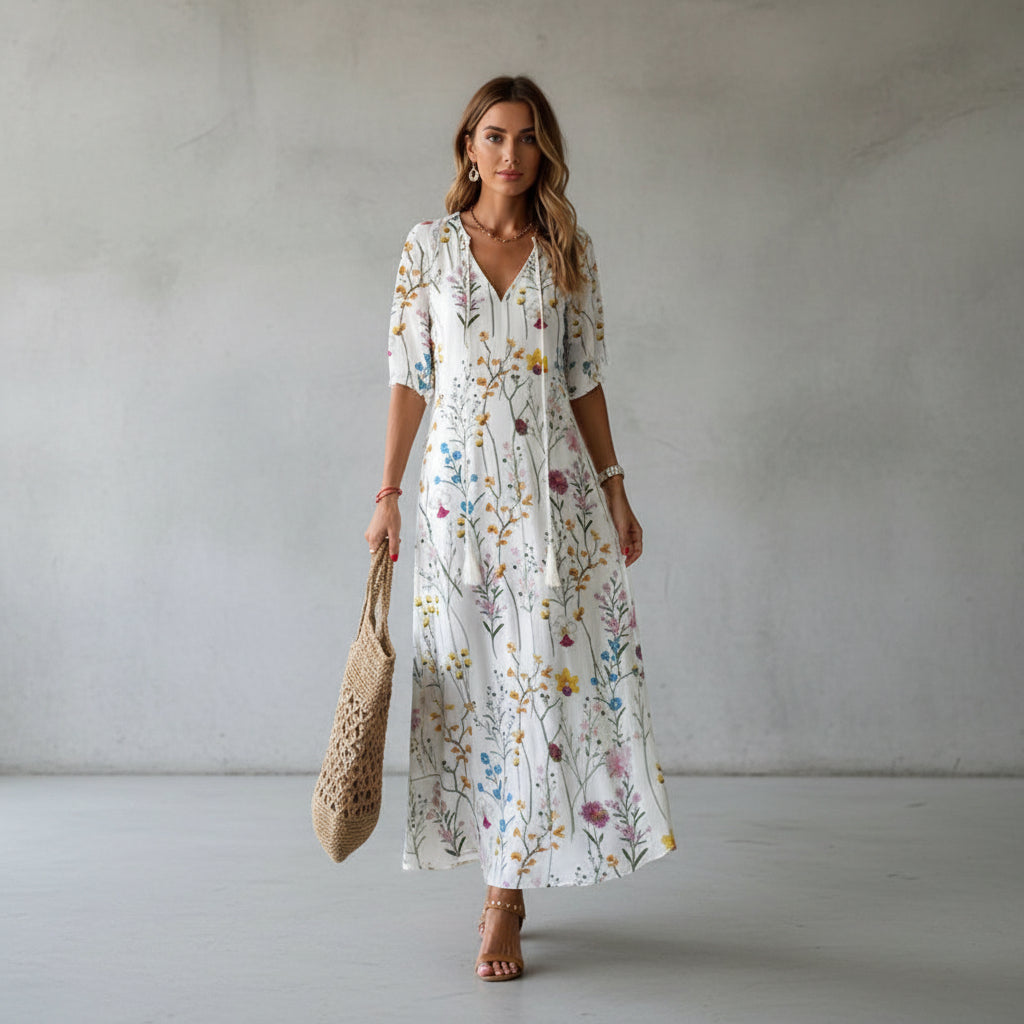 Dianna - Vestido Boho com camuflagem da barriga