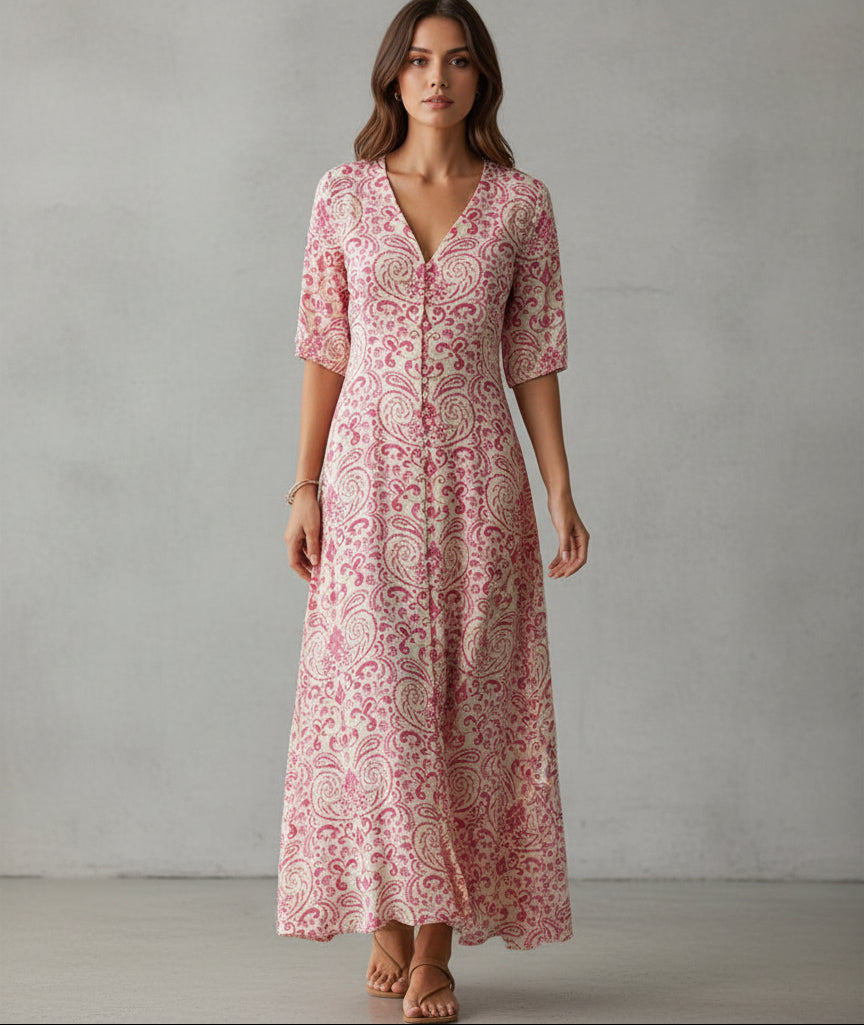 Dianna - Vestido Boho com camuflagem da barriga