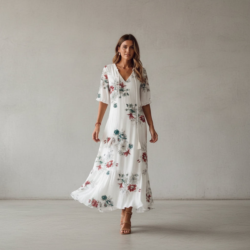 Dianna - Vestido Boho com camuflagem da barriga
