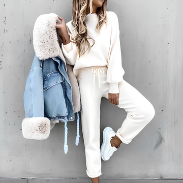 Cyntia - Conjunto de loungewear macio e quente para mulheres
